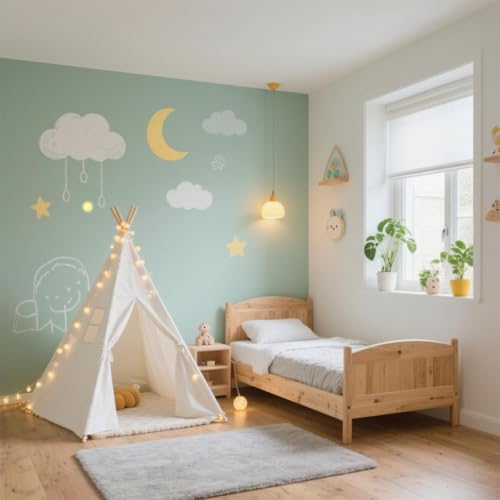 Quaocens 6 Pack Teepee Tent for Kids,Collapsible Kids Teepee Tent with 10 Ft String Lights,White Kid Teepee Boys Girls Ind...