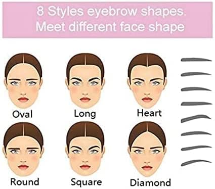 1Pc Pouple Eyebrow Shaping Kit,Eyebrow Template,8 Styles Reusable Eyebrow Stencil with Handle and Strap, Washable, Eyebrow Color