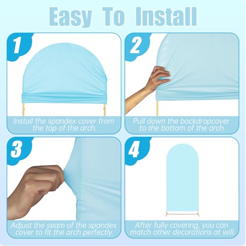 3-Piece Arch Cover for Wedding, Arch Spandex Fitted Covers 6FT 6.6FT 7.2FT Round Top Chiara Wedding Backdrop Covers Compat...