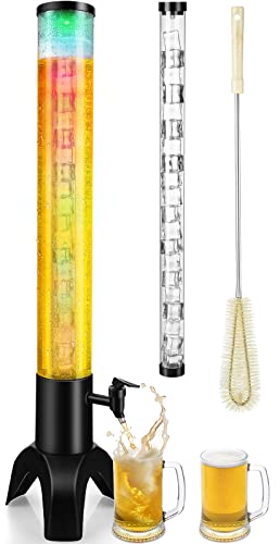 COSYOO Drink Tower, 3L Mimosa Tower Dispenser With Ice Tube and Led Light, Tabletop Beer Dispenser 3.17 Qt./100oz, Ideal f...