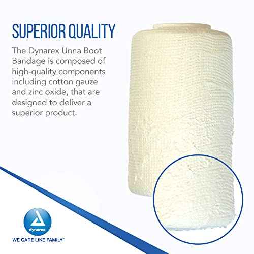 Dynarex 3453 Unna Boot Bandage, Individually Packaged, Provides Customized Compression, With Zinc Oxide, Soft Cast, 3" x 10 Yard, Pack of 12