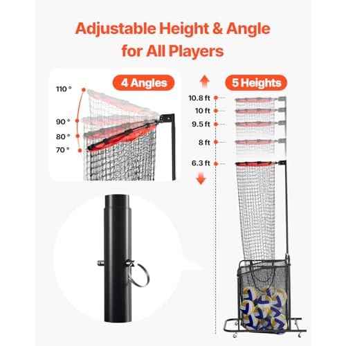 VEVOR Volleyball Training Net System,8 * 11/12 * 11ft/Pitching Practice/Spiking Practice/14 Net,Portable Net Station, Easy Setup Indoor Outdoor Target Net for Serving Spiking Setting