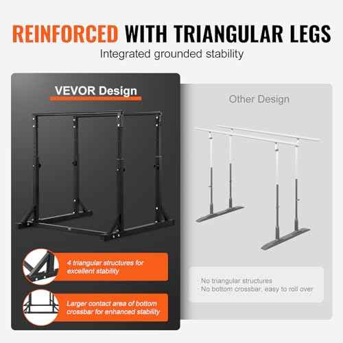 VEVOR Dip Bar, 800 lbs Capacity, Heave Duty Dip Stand Station with Adjustable Height, Fitness Workout Dip Bar Station Stabilizer Parallette Push Up Stand, Parallel Bars for Strength Training Home Gym
