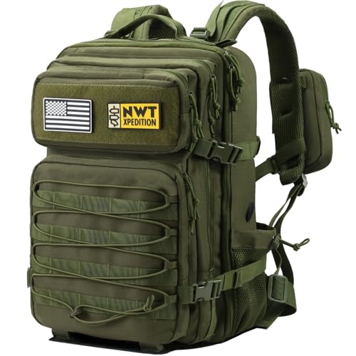 NWT XPEDITION Military Tactical Backpack,Sturdy Work & Molle Laptops Rucksack,Army Pack for Hiking Camping Travel Fishing ...