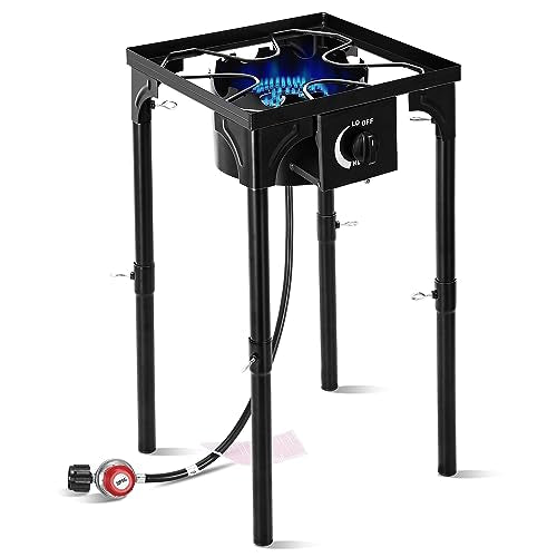 STEELUS Propane Camping Stove, 130000 BTU Single Burner Outdoor Propane Stove, High Pressure Propane Gas Cooker with Detac...