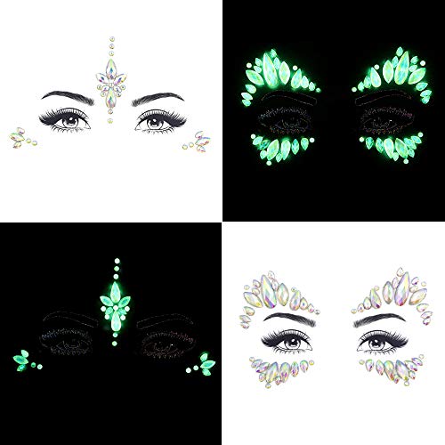 Noctilucent Face Gems Luminous makeup Temporary Tattoo Stickers Acrylic Crystal Glitter Stickers Face Jewels Rainbow Tears...