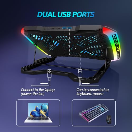AIMIUZI Laptop Cooling Pad, Gaming Laptop Cooler with 9 Quiet Fans, Laptop Cooling Stand for 12-17 Inch, Laptop Computer F...