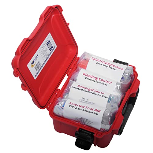 MFASCO First Aid Kit Waterproof Rugged Resin Case for Outdoor Sporting Activities Home Organized Treatment Packs 111 Piece...