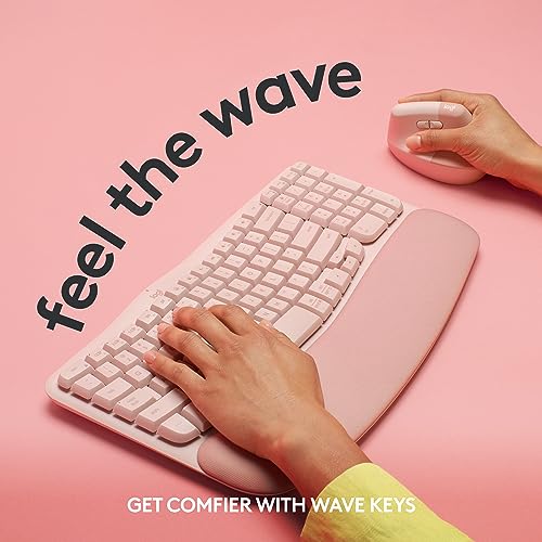 Logitech Wave Keys Wireless Ergonomic Keyboard with Cushioned Palm Rest, Comfortable Natural Typing, Easy-Switch, Bluetoot...