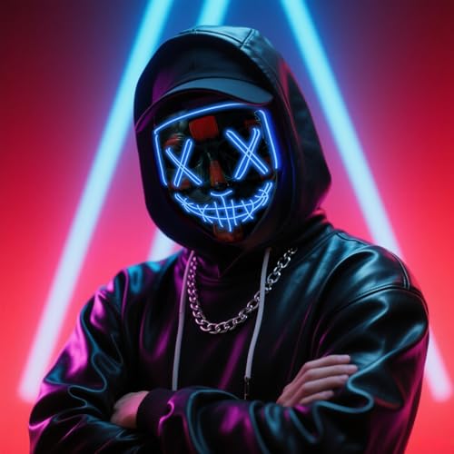 Halloween LED Light-Up Mask | Scary Glowing Design for Cosplay, Costume Parties, Masquerade & Carnival (Ideal Gift)