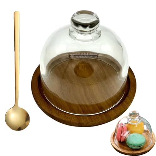 Charcuterie Snow Globes, Mini Cake Stand Display with Wooden Tray and Glass Dome Lid, Charcuterie Board for Cheese Dessert...