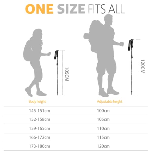 Covacure Trekking Poles Collapsible Hiking Poles - Aluminum Alloy 7075 Trekking Sticks with Quick Lock System, Telescopic,...