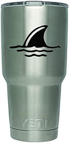 DD329 2 Pack- Shark Fin in Water Decal Sticker (Decal ONLY Cup NOT Included) | 3 inches | Premium Quality Black Vinyl | Ca...