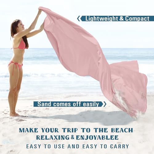 Famstar Beach Blanket Sandproof Waterproof 78''×81''1-5 Adults Oversized,Compact Lightweight Durable Beach Mat for Travel ...