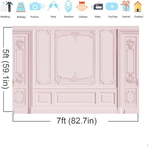 Ayayiya Light Pink Empty Room Wall Photography Backdrop Classic Interior Wedding Photo Background Girls Birthday Baby Show...