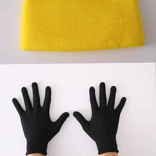 Halloween Costume Accessories Adult,Goggles Glasses/Yellow Beanie/Gloves/Banana Earrings Women Men Cosplay Party Outfits Set