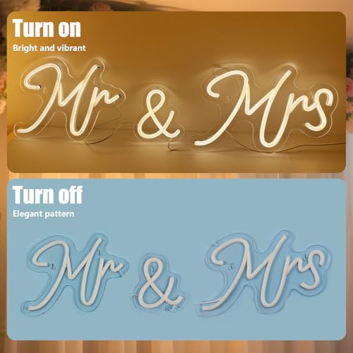 Mr and Mrs Neon Sign for Wedding Neon Light LED Backdrop Wall Decor USB Wedding Reception Decoration Gifts for Anniversary...