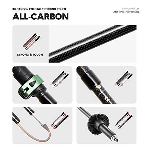ETROL Carbon Fiber Hiking Poles - 2 PC Ultra Lightweight / 0.5LB Collapsible Hiking & Walking Sticks for Men and Women, Fo...