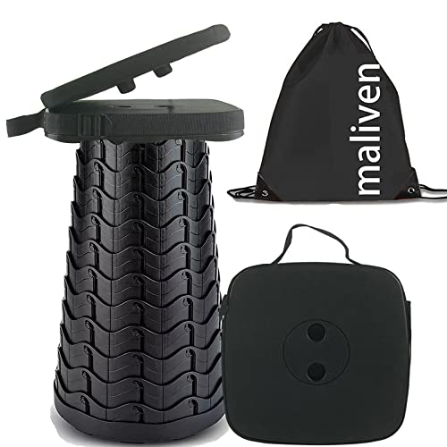 maliven Collapsible Camping Stool with Seat Cushion & Nylon Bag, Square Portable Telescopic Stool, Lightweight Sturdy Fold...