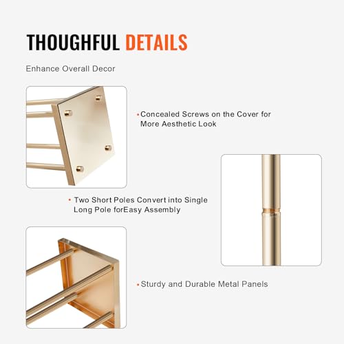 VEVOR 4PCS Gold Metal Column Wedding Flower Stand, 23.6inch /60cm High with Metal Laminate, Vase Geometric Centerpiece Sta...