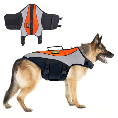 Dog Life Jackets for Large Breeds – Reflective Dog Life Vests for Swimming and Boating, Buoyancy Aid with Rescue Handle, A...