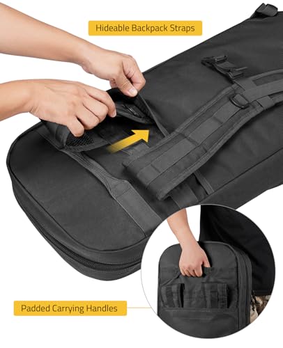 CVLIFE 30" 34" Soft Rifle Case Gun Backpack, Double Rifle Backpack Gun Bag Gun Case Covert Bug Out Bag, with Lockable Zipp...