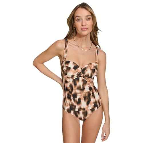 DKNY Women's Sweetheart Twist Front One Piece Swimsuit
