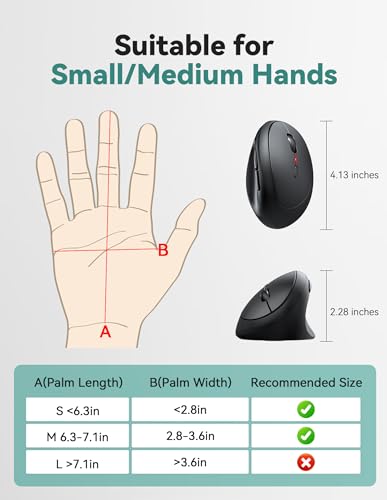 TECKNET Ergonomic Mouse, 4800 DPI 5 Adjustable DPI Levels, Wireless Vertical Mouse, 6 Buttons, 2.4G Silent Mouse for Lapto...