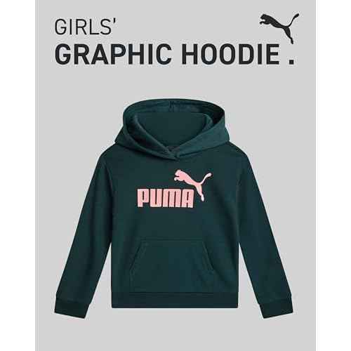 PUMA Girls Sweatshirt - Casual Athletic Performance Hooded Sweatshirt - Soft Fleece Pullover Graphic Hoodies for Girls