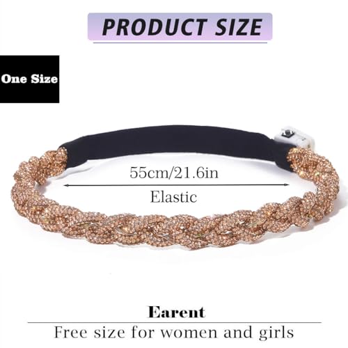 EARENT Light Up Rave Headband Gold Glow Rhinestone Hair Accessories for Women