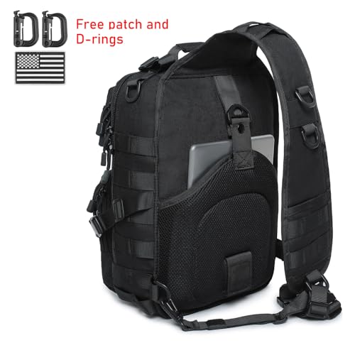 Lemubeane Tactical Sling Bag Backpack Military Rover Shoulder Sling Pack EDC Molle Range Bag Crossbody Chest Pack (Black)