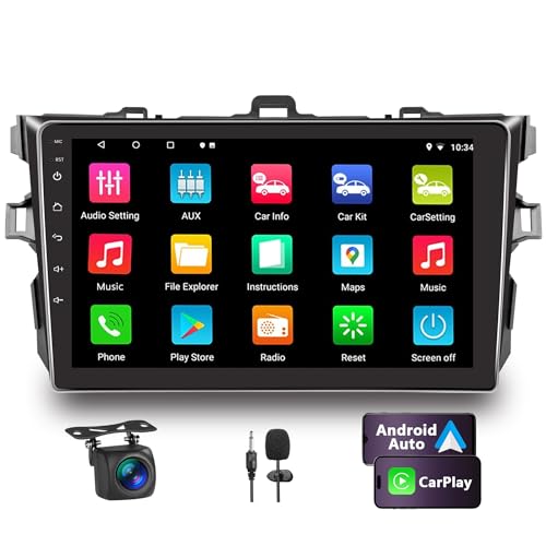 Car Stereo for Toyota Corolla 2007-2012 with Wireless Apple Carplay and Android Auto,9 Inch Touch Screen Car Radio with 4K...