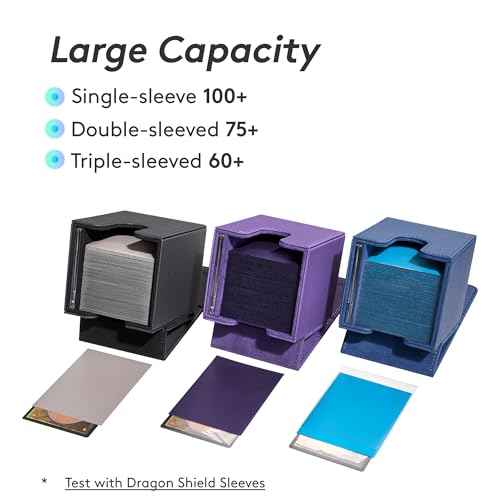 Commander Deck Box Lite - Card Display with Mini Snap Card Holder & Removable Cover, Fits 100+ Single-Sleeved Cards, Ideal for MTG, PTCG, OPCG, SWU & More (Black)