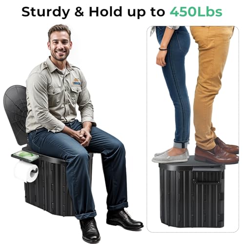 Sckee Camping Toilet, Portable Toilet for Adults, Portable Travel Folding Toilet with Lid and Paper Holder, Compact Potty ...