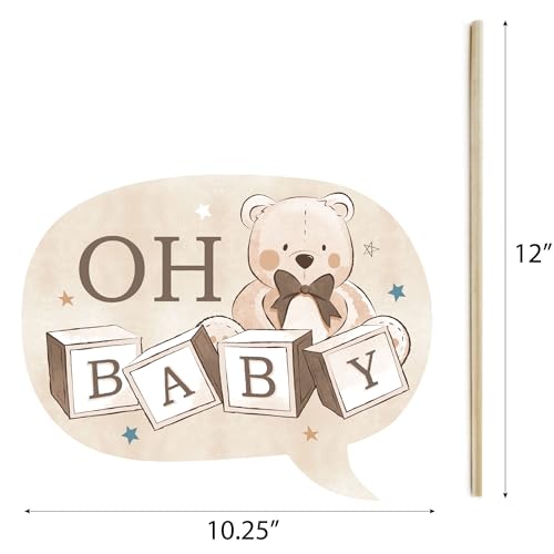 Big Dot of Happiness We Can Bearly Wait - Teddy Bear Baby Shower Photo Booth Props Kit - 20 Count