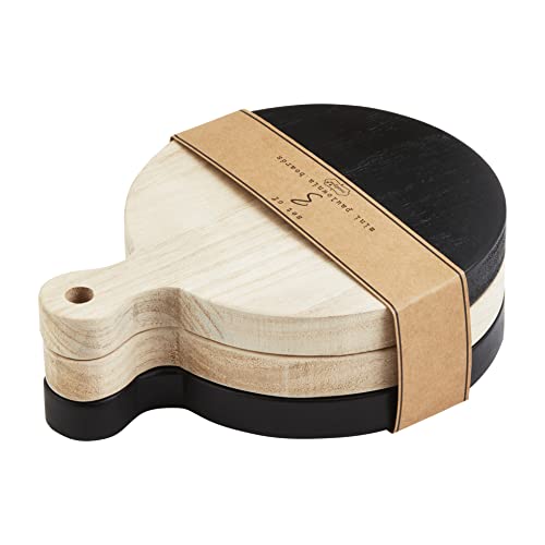 Mud Pie Circle Paulownia Board Set 8 1/4" x 6 1/4" dia