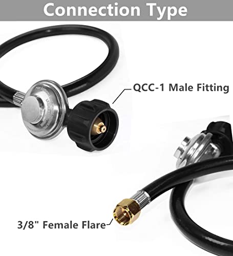 DOZYANT 3.5 Feet Propane Regulator and Hose Universal Grill Regulator Replacement Parts, QCC1 Hose and Regulator for Most ...