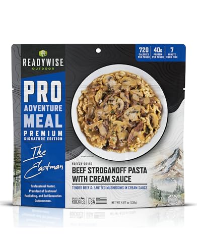 ReadyWise Outdoor Pro Adventure Meal - Beef Stroganoff Pasta with Cream Sauce, 2 Servings, 1 Pouch, 720 Calories, 40g Prot...