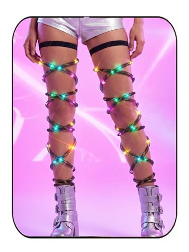 Lorealri Rave Leg Wraps Elastic Light Up Straps Plus Size Neon Garter EDC Outfit Concert Coachella Accessories for Women
