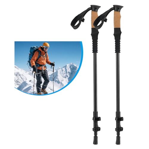 2-Pieces 3K 100% Carbon Fiber Trekking Poles Ultra Strong Lightweight Collapsible Hiking Poles with Cork and EVA Foam Grip...