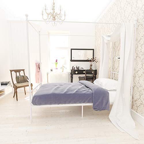 Weehom Twin Canopy Bed Frame with Headboard and Footboard, 4 Posters Metal Bed Frame, No Box Spring Needed, Mattress Found...