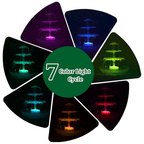 AISITIN 3 Tiered Bird Bath with 6.5W Solar Water Pump, Upgraded Solar Bird Bath Fountains with Lights, Detachable DIY Sola...