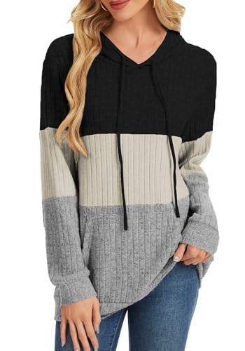 Bosmeer Hoodies for Women Casual Long Sleeve Drawstring Loose Fit Pullover Sweaters Tops for Women Trendy 2025 Fall Fashion