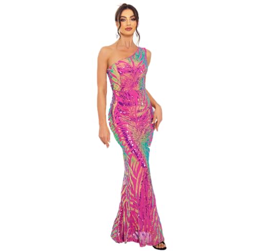 Holographic Sequin Formal Dress Stretch Maxi Prom Evening Gown