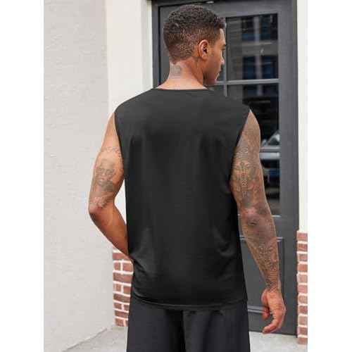 Runcati Mens Muscle Tank Tops Sleeveless Workout Gym Slim Fit Henley Shirt Casual Basic Summer Beach Tops