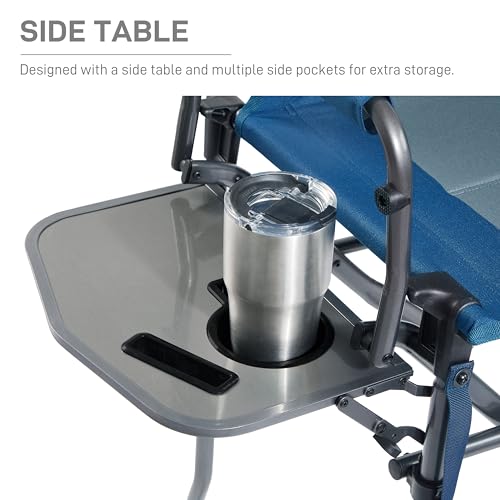 EVER ADVANCED Portable 30.7" Seat Height Tall Folding Chair Directors Chair High Foldable Bar Stool with Side Table for Ma...