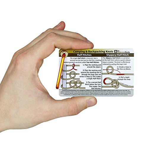 ReferenceReady Outdoor Knots - Waterproof Knot Tying Cards with Mini Carabiner - Includes 22 Rope Knots for Camping, Backp...