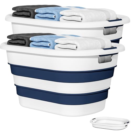 43L(11.5Gallon) Collapsible Laundry Baskets plastic, Pop Up Laundry hamper/Storage Container, Foldable Laundry Basket with...