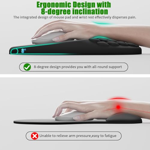 VAGAU Ergonomic Mouse Pad with Wrist Rest, Wrist Rest Pain Relief Mousepad Memory Foam Massage & Non-Slip PU Base for Carp...