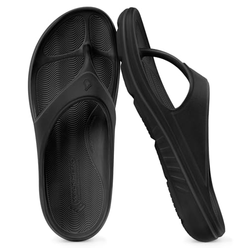 Walkhero Flip Flops for Men - Sandals Men with Arch Support, Non-Slip Sole, Durable, Cushioned Beach Sandals for Indoor & ...